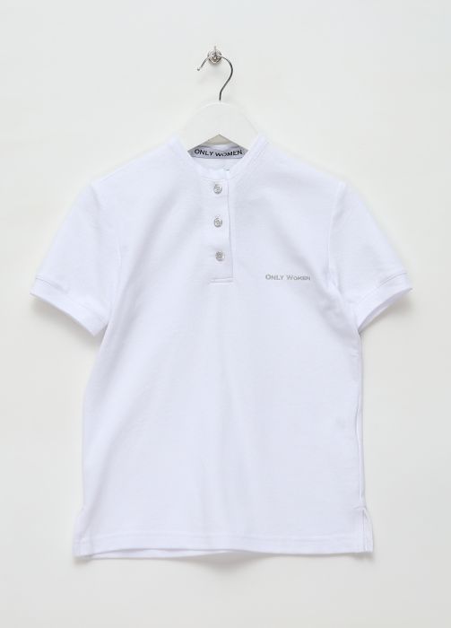 Футболка-поло для дівчат Only Women for girls біла з комірцем стійкою (лакоста)