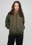 Толстовка женская зимняя Only Women оливковая с рибаной внизу Толстовка женская зимняя Only Women оливковая с рибаной внизу