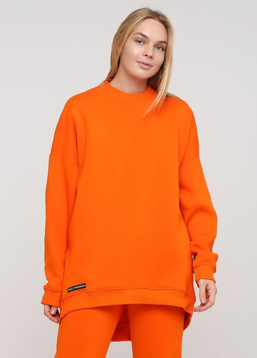 Свитшот женский зимний Only Women оранжевый mega oversize 