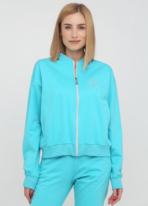 Толстовка-бомбер жіноча демісезонна Only Women м'ятна з шевроном на грудях (коротка) Толстовка-бомбер жіноча демісезонна Only Women м'ятна з шевроном на грудях (коротка)