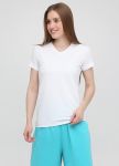 Футболка жіноча V-виріз Sheina Only Women біла зі сріблястим лого ззаду Футболка жіноча V-виріз Sheina Only Women біла зі сріблястим лого ззаду