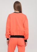 Толстовка-бомбер женская демисезонная Only Women персиковая с шевроном на груди укороченная (лакоста)