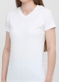 Футболка жіноча V-виріз Sheina Only Women біла зі сріблястим лого ззаду Футболка жіноча V-виріз Sheina Only Women біла зі сріблястим лого ззаду