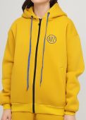 Толстовка женская зимняя Only Women горчичная с рибаной внизу