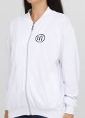 Толстовка-бомбер женская демисезонная Only Women белая с шевроном на груди (лакоста)