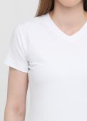 Футболка жіноча V-виріз Sheina Only Women біла зі сріблястим лого ззаду Футболка жіноча V-виріз Sheina Only Women біла зі сріблястим лого ззаду