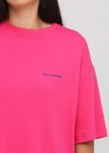 Футболка жіноча Only Women фуксія з вишивкою електрик спереду (oversize)