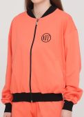 Толстовка-бомбер женская демисезонная Only Women персиковая с шевроном на груди укороченная (лакоста)