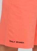 Шорты женские летние Only Women персиковые удлиненные (лакоста) с черной вышивкой впереди внизу