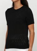 Блузка жіноча в'язана літня Only Women чорна з рукавом на резинці