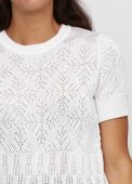 Блузка жіноча літня в'язана Only Women біла з резинкою на рукавах з бавовни
