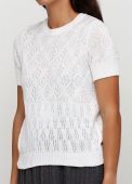 Блузка жіноча літня в'язана Only Women біла з резинкою на рукавах з бавовни
