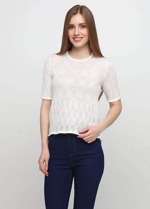 Блузка жіноча літня в'язана Only Women біла з бавовни