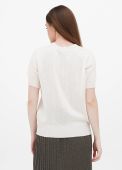 Блузка жіноча V-виріз в'язана літня Only Women біла з рукавом на резинці з шовку