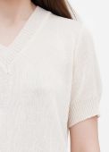 Блузка жіноча V-виріз в'язана літня Only Women біла з рукавом на резинці з шовку
