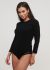 Боді жіноче Only Women чорне з рукавом 3/4 та білою вишивкою знизу
