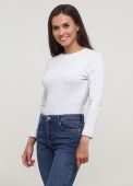 Боді жіноче Only Women світло-сіре з рукавом 3/4 і бордовою вишивкою знизу