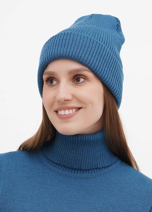 Шапка жіноча в'язана Only Women бірюзова з італійської вовни Шапка жіноча в'язана Only Women бірюзова з італійської вовни