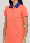 Платье Polo женское летнее Only Women персиковое (воротник - электрик)