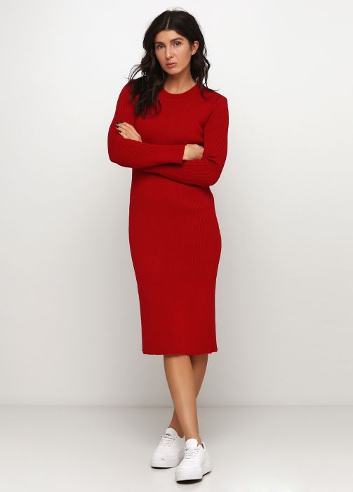 Сукня жіноча в'язана Only Women червона з італійської вовни