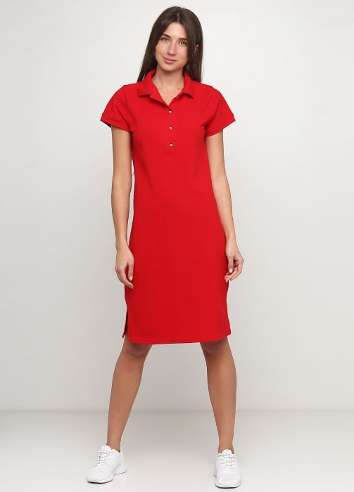 Платье Polo женское летнее Only Women красное (лакоста)