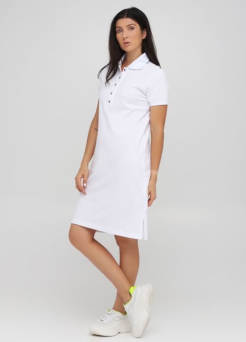 Платье Polo женское летнее Only Women белое с белым воротником