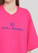 Сукня-футболка жіноча Only Women фуксинова з електрик лого спереду Сукня-футболка жіноча Only Women фуксинова з електрик лого спереду