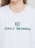 Платье-футболка женское Only Women серое с зеленым лого впереди