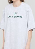 Платье-футболка женское Only Women серое с зеленым лого впереди