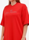 Сукня-футболка жіноча Only Women червона з сірим лого спереду