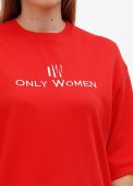 Сукня-футболка жіноча Only Women червона з білим лого спереду Сукня-футболка жіноча Only Women червона з білим лого спереду
