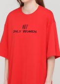 Платье-футболка Only Women красное с темно-синим лого впереди
