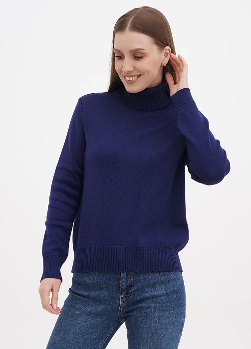 Гольф жіночий в'язаний Only Women синій з італійської вовни