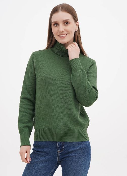 Гольф женский вязаный Only Women зеленый из итальянской шерсти