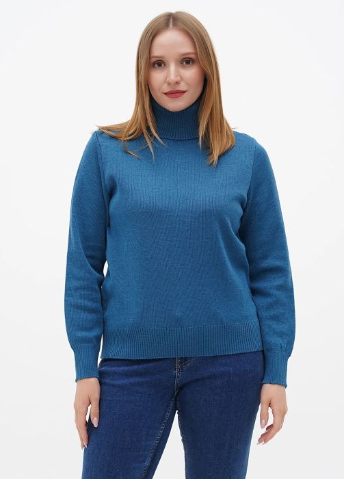 Гольф женский вязаный Only Women бирюзовый из итальянской шерсти