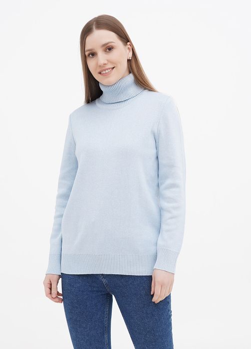 Гольф жіночий в'язаний Only Women небесний з бавовни