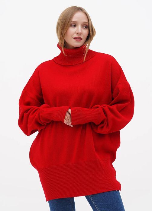 Свитер женский Only Women красный из итальянской шерсти (mega oversize)