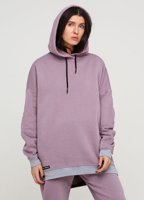 Худи женское розово-серое зимнее mega oversize Only Women