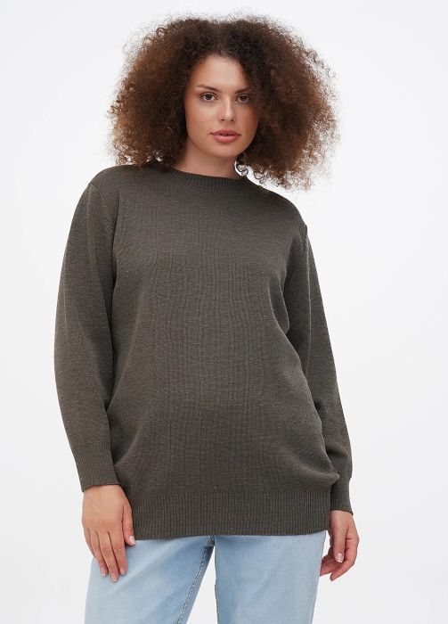 Джемпер жіночий в'язаний Only Women оливковий меланж з італійської вовни Джемпер жіночий в'язаний Only Women оливковий меланж з італійської вовни