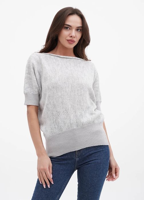 Джемпер женский вязаный Only Women светло-серый меланж из шерстии (oversize)