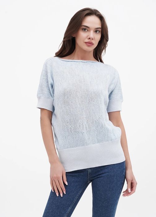 Джемпер жіночий в'язаний Only Women небесний з вовни (oversize)