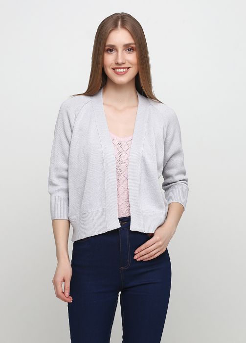 Кардиган жіночий в'язаний Only Women світло-сірий з італійської вовни