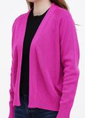 Кардиган жіночий в'язаний Only Women фуксиновий з бавовни з довгим рукавом