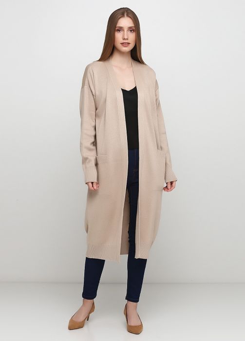 Кардиган жіночий в'язаний Only Women бежевий з бавовни