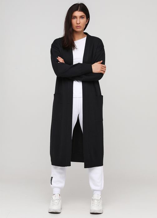 Кардиган жіночий в'язаний Only Women графітовий з італійської вовни