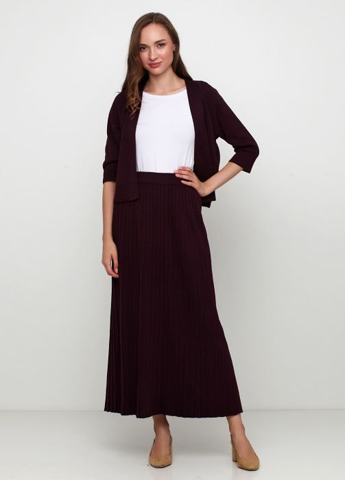 Костюм жіночий в'язаний Only Women пурпурний (кардиган, спідниця)