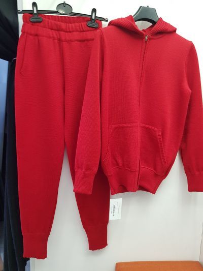 Костюм (кофта, брюки) женский красный вязаный из итальянской шерсти Only Women