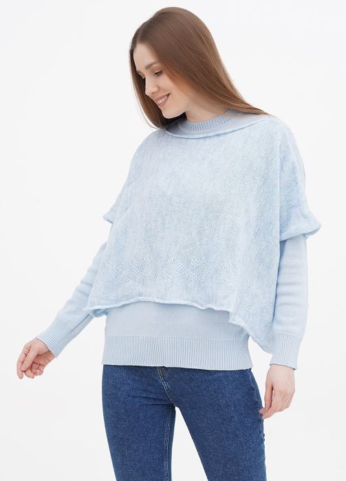 Палантин жіночий в'язаний Only Women арктик з отворами для рук