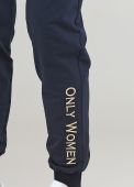 Брюки-джоггеры женские темно-синие демисезонные с желтой вышивкой внизу (в./р.) Only Women