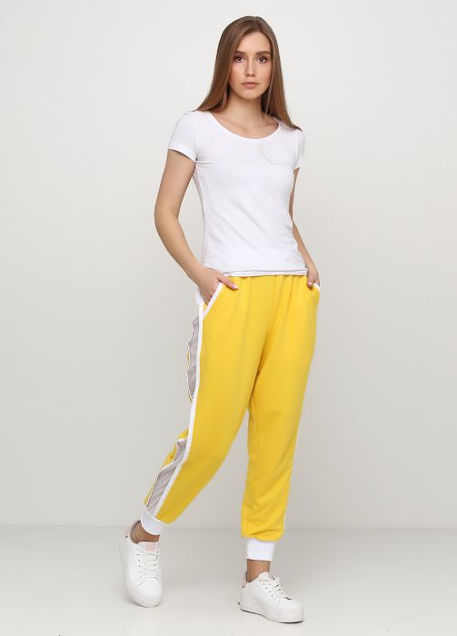 Штани-джогери жіночі літні Only Women жовті з сіткою збоку
